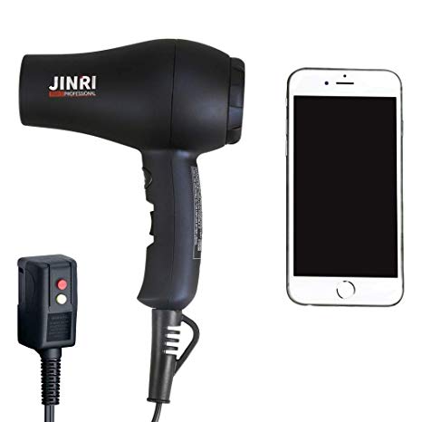 Jinri 1000W Mini Travel Hair Dryer,Full-Size Compact Ionic,Cool Shot Blow Dryer,2 Heat/Speed buttons,lightweight Ceramic Ion Technology to reduce Frizz,Static Hair Dryers,also Suitable for Kids,Black