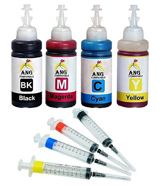 ANG Refill Ink for HP DeskJet 2723 All in One Wireless Inkjet Printer for hp 805 Ink Cartridge 100 ML Each Bottle Multi Color with Syringes
