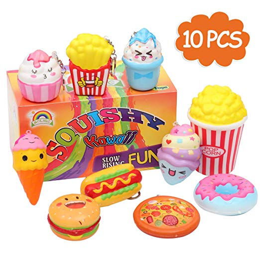 AOLIGE 10PCs Squishies Slow Rising Jumbo Kawaii Cute Donuts & Ice Cream & Pizza Creamy Scent Kids Party Toys Stress Reliever Toy