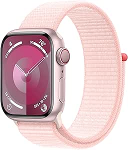 Apple Watch Series 9 [GPS   Cellular 41mm] Aluminum Case with Pink Sport Loop (Renewed)