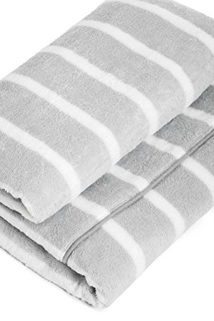 Henry and Bros. Ex-Large Towel Blanket (Twin; 55" X 75") (Grey and White Stripe)