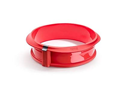 Lekue 9-Inch Springform Pan with Ceramic Plate, Red