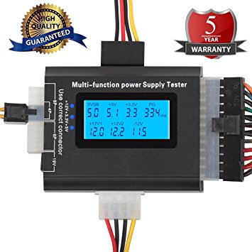 20/24 4/6/8 PIN Computer PC Laptop Power Supply Tester (5th Generation) for ATX, ITX, BTX, IDE,PCI-E HDD,SATA, BYI Connectors,, 1.8'' LCD Screen