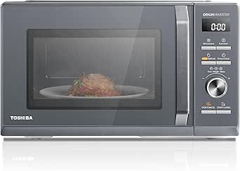 Toshiba 25L 3-in-1 900W Microwave Oven in a Stunning Sleek Morandi Grey Colour. With Origin Inverter, Chef Defrost, Microwave, Grill, Combi, 10 Power Levels, 7 Auto Menus, Easy Clean, MW3-AG25PFI(MG)