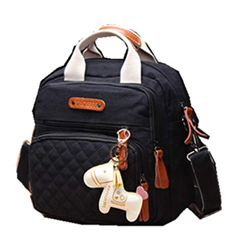 Urmiss Fashion Small Casual Canvas Multifunction Shoulder Messenger Bag/Crossbody Bag/Backpack/Handbag Wine Red(Not include pony pendant)