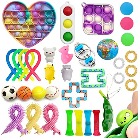 35 Pack Sensory Fidget Toys Set, Push pop pop Autism Special Dimple Sensory Toys Sets for Kids Adults, Stress Relief and Anti-Anxiety Toys Assortment, Special Puzzle Balls Party Favors