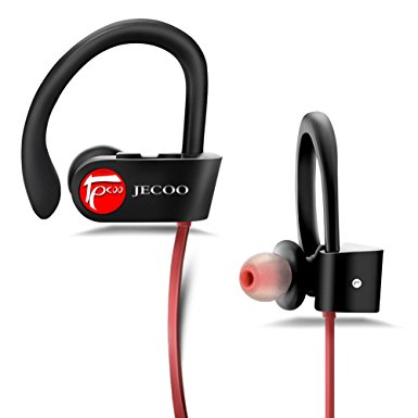 Bluetooth Headphones Wireless Headsets In Ear Earbuds w/ Mic HD Stereo Sweatproof Noise Cancelling Earphones for Gym (Black/red)