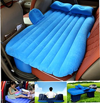 FLY5D Inflatable Car Mobile Cushion Seat Sleep Rest Mattress Air Bed Outdoor Sofa Mat Car Air Mattress Travel Bed Blue with Gear for Cars SUV MPV