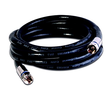 Vanco 200-007-12 RG6 Quad Digital Coaxial Cable with Premium Gen II Compression Connectors (Black, 12 Feet)