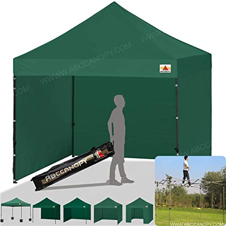 ABCCANOPY (18 colors) 8ft by 8ft Ez Pop up Canopy Tent Commercial Instant Gazebos with 4 Removable Sides and Roller Bag and 4x Weight Bag (forest green)