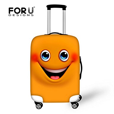 For U Designs 20/24/28 Inch Cute Emoji Smile Face Design Soft Luggage Cover for School Teens