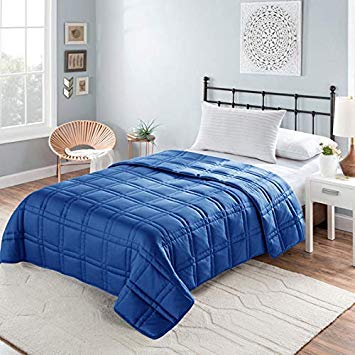 DEARTOWN Weighted Blanket for Kids or Adult Warm Luxury with Glass Beads for Calm Deep Sleep(48x72 Inches,Blue,15LB)