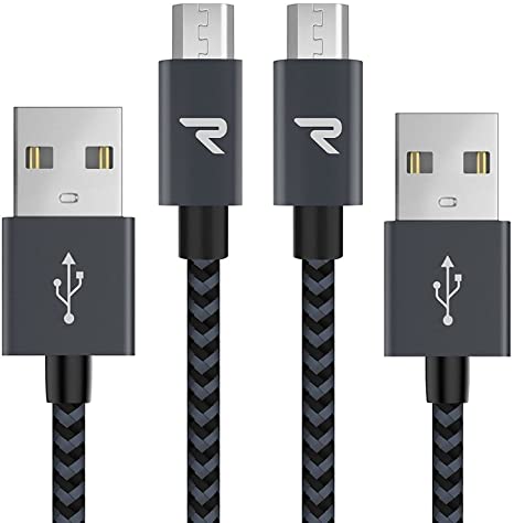 Micro USB Cable 10ft [2 Pack], RAMPOW Extra Long Charging Cord, Fast Charge & Sync USB Cable, Braided Android Charger Cable for Samsung Galaxy S7 Edge S6 S5, Moto, LG G4, HTC - Space Gray