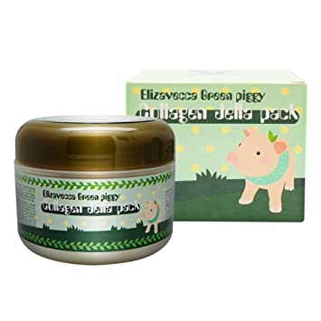 Elizavecca Green Piggy Collagen Jella Pack Pig Mask for Wrinkles Intense Hydration 100 g, 3.53 Ounce