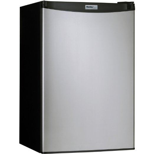 Danby DCR044A2BSLDD Designer Compact Refrigerator/Freezer, 4.4 Cubic Feet, Black/Spotless Steel
