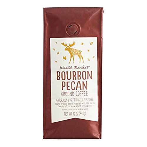 World Marke Bourbon Pecan Ground Coffee Beans - Seasonal Limited Edition Coffee Pure Arabica, Great Aroma Rich Flavored Coffee | Gourmet Blend of Central & South American | 12 Ounce, 1 Pack
