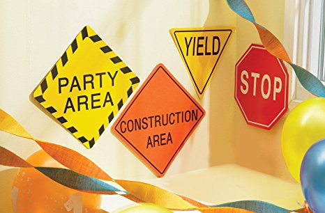 Construction Party Supplies -7" Traffic Signs