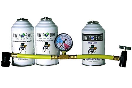 Enviro-Safe 1 Stop Leak and 2 R134a Replacement with Dye Kit with R134 Tap Gauge #RSG-4