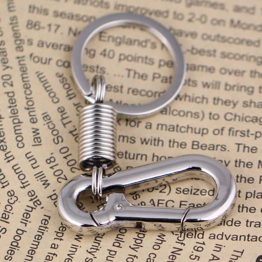 Maycomreg Retro Style Simple Strong Carabiner Shape Keychain Key Chain Ring Keyring Keyfob Key Holder Polished Silver