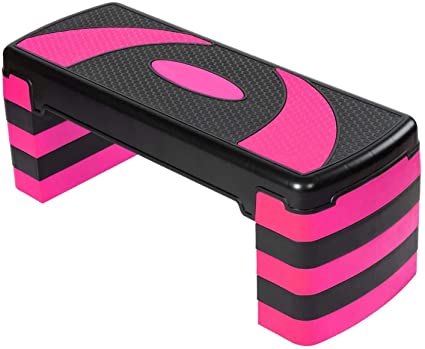 MAXSTRENGTH Aerobic Exercise Stepper 5 Adjustable Step Levels - Great For Home Gym Fitness Workout Equipment, Cardio, Yoga.