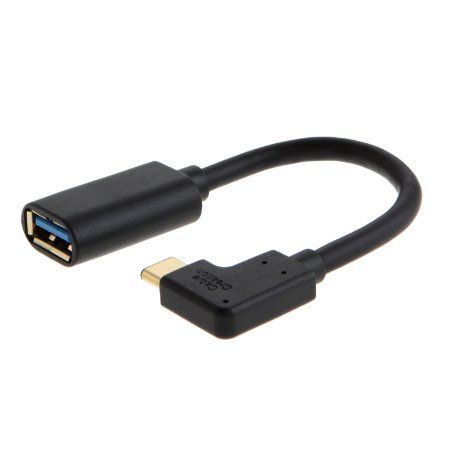 CableCreation Gold Angled USB3.1 USB-C (Type C) to Standard USB 3.0 A Female Adapter Cable, USB-C OTG Cable The New Macbook, Chromebook Pixel etc., 15CM/ Black