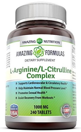 Amazing Nutritious L-arginine  L-citrulline Complex 1000 Mg - 240 Tablets
