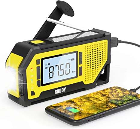 【2021 Newest】 Raddy NW3 Emergency Weather Radio with NOAA Alert, AAA Battery Hand Crank Solar Powered with Flashlight, Phone Charger, AM/FM Radio, SOS Alarm, for Outdoor Camping Survival Prepper Kit