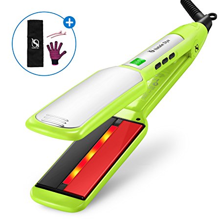Natalie Styx Infrared Straightener - Professional Flat Iron with Tourmaline Ceramic Plates - Achieve Salon-Worthy Shine with Advanced Infrared Heat Technology Gift for friends (5 Inch, Green)