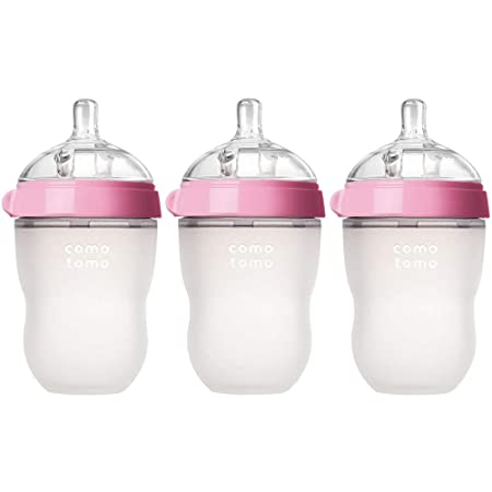 Comotomo Natural Feel Baby Bottle 3 Pack (Pink, 8 Ounce)