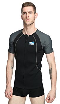 Lemorecn Wetsuits 1.5mm Neoprene Rash Guard for Men and Women Scuba Diving Short Sleeve Shirt