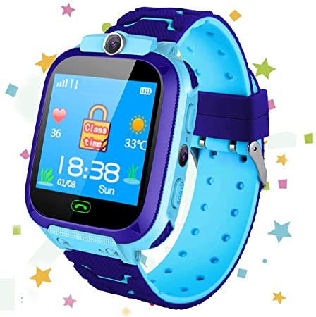 bhdlovely kids's Smart Watch Phone -Kids SmartWatches Touch Screen HD Touch Screen with SOS LBS tracker Call Camera Alarm Clock Suitable for Aged 4-12 Boys Girls Childrens Birthday gifts (Blue)