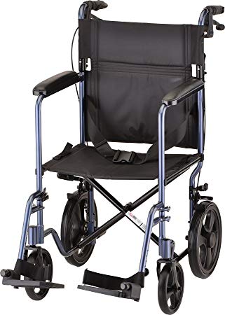 NOVA 20" Lightweight Transport Chair with 12" Rear Wheels & Hand Brakes, Blue