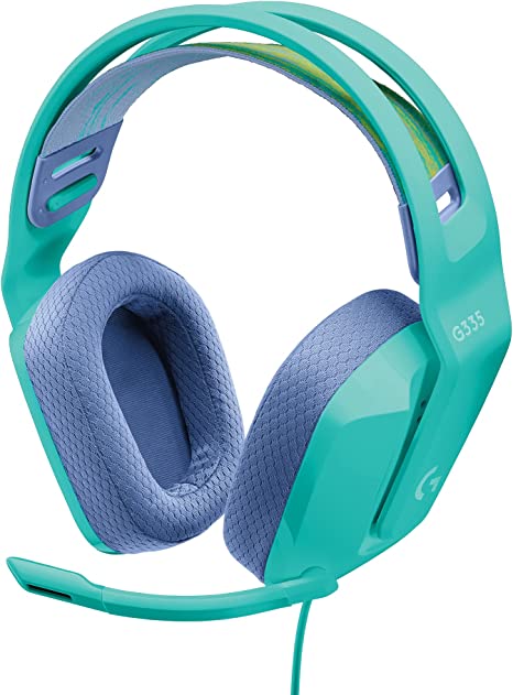 Logitech G335 Wired Gaming Headset, with Microphone, 3.5mm Audio Jack, Comfortable Memory Foam Earpads, Lightweight, Compatible with PC, PlayStation, Xbox, Nintendo Switch - Mint