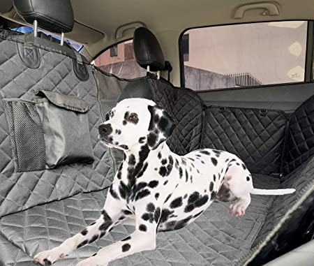 Cadosoigh Dog Car Seat Cover 100% Waterproof Rear Seat Covers for Dogs with Viewing Window/Side Flaps/Storage Bags, Car Hammock Scratch Proof Nonslip Back Seat Protector,Universal fits All Cars