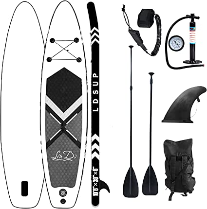 Lucear Inflatable Stand Up Paddle Board Non-Slip Deck with Premium SUP Accessories | Wide Stance, Bottom Fins for Surfing Control | Youth Adults Beginner