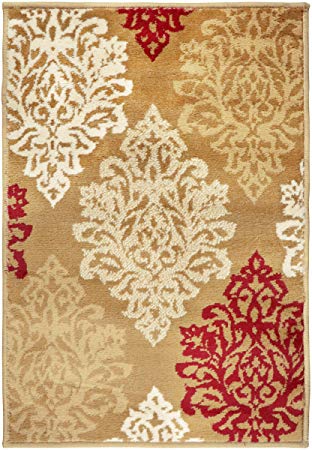 Superior Danvers Collection Area Rug, Modern Elegant Damask Pattern, 10mm Pile with Jute Backing, Affordable Contemporary Rugs - Brown, 2' x 3' Rug