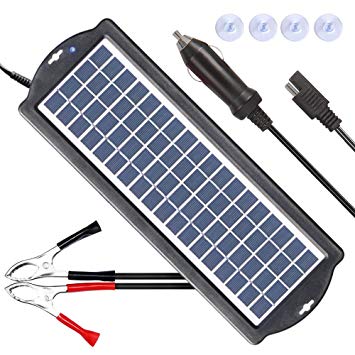 POWISER 3.5W Solar Battery Charger 12V Solar Powered Battery maintainer & Charger,Suitable for Automotive, Motorcycle, Boat, Marine, RV, Trailer, Powersports, Snowmobile, etc. (3.5W Poly)