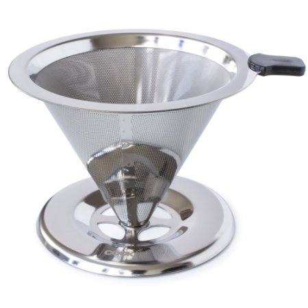 Cook FX Stainless Steel Coffee Cone Dripper - Paperless Reusable Pour Over Filter Coffee Maker and Single Cup Maker - The Clever Coffee Dripper