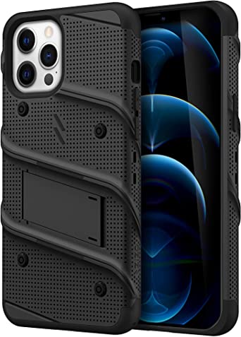 ZIZO Bolt Case for iPhone 12 Pro Max with Kickstand and Lanyard - Black