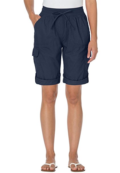 Women's Plus Size Shorts With Convertible Tabs