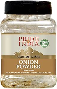 Pride of India – Onion Fine Ground – Gourmet Spice for Cooking – Pantry Essential – Adds Flavor to Sauces/Dips/Rubs/Marinades – Easy to Store – 8 oz. Medium Dual Sifter Jar