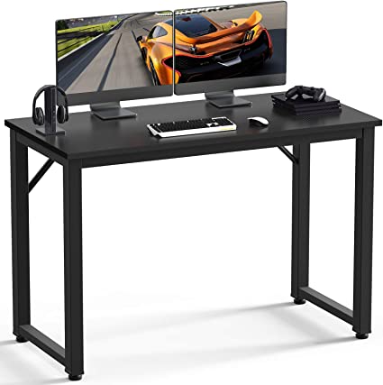 LEMBERI Computer Desk 39 inches, Home Office Student Desk, Study Writing Work Table，Stable Modern Simple Style PC Desk for Small Space，Workstation,Black