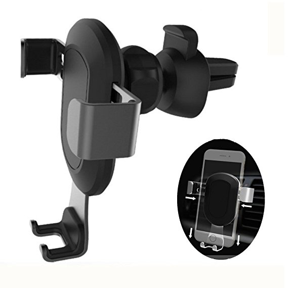 Air Vent Cell Phone Car Holder Gravity design Car Phone Holder, One-Handed Performance Car Mount For iphone 7/7plus 6 6s, Samsung Galaxy S7 S6 and more Smartphone(Black) …