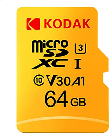 KODAK 64GB Micro SD Memory TF Flash Card U3 A1 V30 Read Speed up to 100MB/s Microsdxc Card for Nintendo-Switch/Wyze Cam/Drone/Video and Mobile Storage