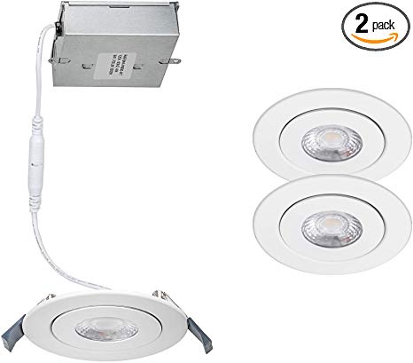 WAC Lighting R4ERAR-W930-WT-2 Lotos 4in Round Adjustable Recessed Kit 3000K in White (Pack of 2) LED Light Fixture, 2 Pack, Gimble, 2 Piece