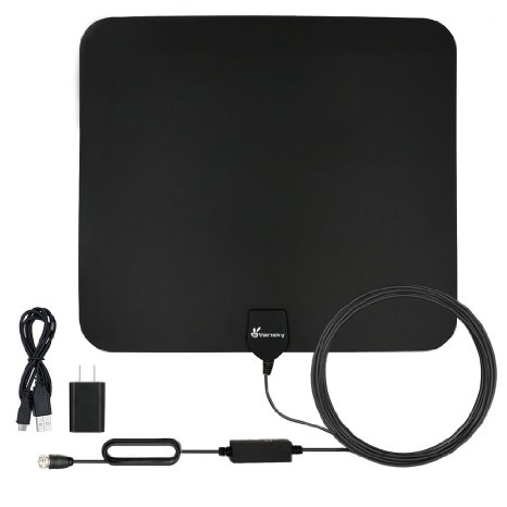 TV Antenna indoor, Vansky® Amplified Indoor HDTV Antenna 50 Mile Range with PowerSupply and 16.5ft Coax Cable