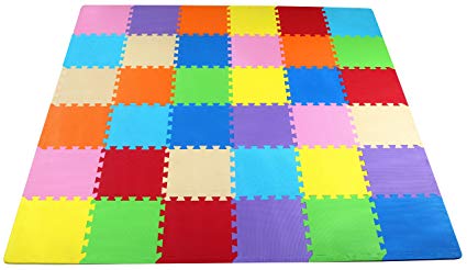 BalanceFrom Kid's Puzzle Exercise Play Mat EVA Foam Interlocking Tiles, Multi Color