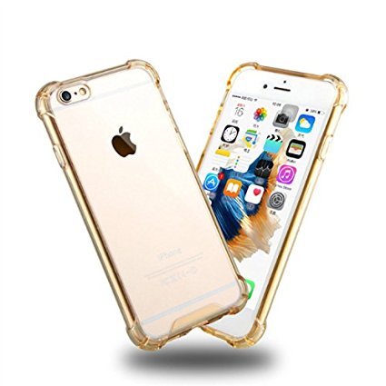 iPhone 6 Case iPhone 6s Clear Protective Case Anti-Shock TPU Cover for iPhone 6 4.7 inch- Transparent Gold