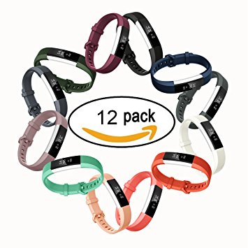 Fitbit Alta HR Bands,Silicone Sport Replacement Accessories Band with Metal Clasp for Fitbit AltaHR and Fitbit Alta Wrist Wristband Large Small Rose Red Gray Blue Teal Black 12 Different Colors