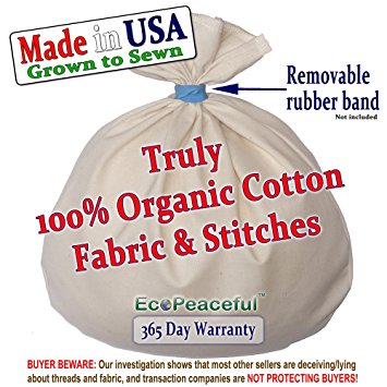 USA Made Organic Cotton, Nut Milk Bag With Loop. (Read our: Fake Organic Warning).